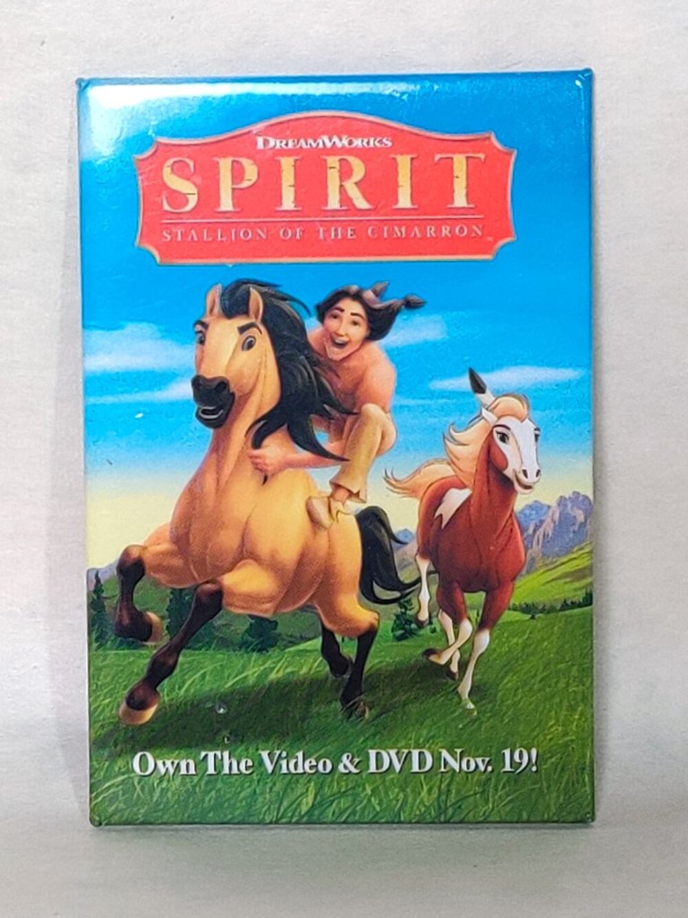 Vintage Dreamworks Spirit Button Promotional Pin Back VHS Video DVD Release 2002